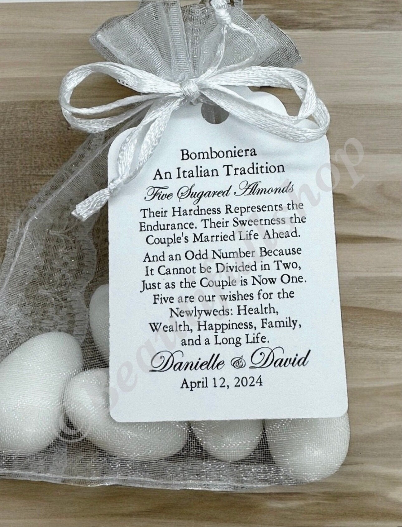 Jordan Almond Favor TAGS, Wedding favor tags, Thank You tags, koufeta tags, Gift tags, Gold Favor Tags, Italian tradition, Bomboniera t product 5