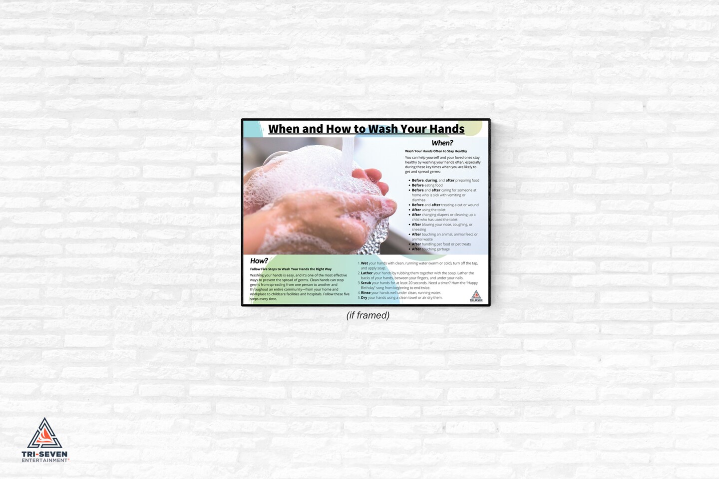 When and How to Wash Your Hands Poster Wall Print, 24"x18", Unframed