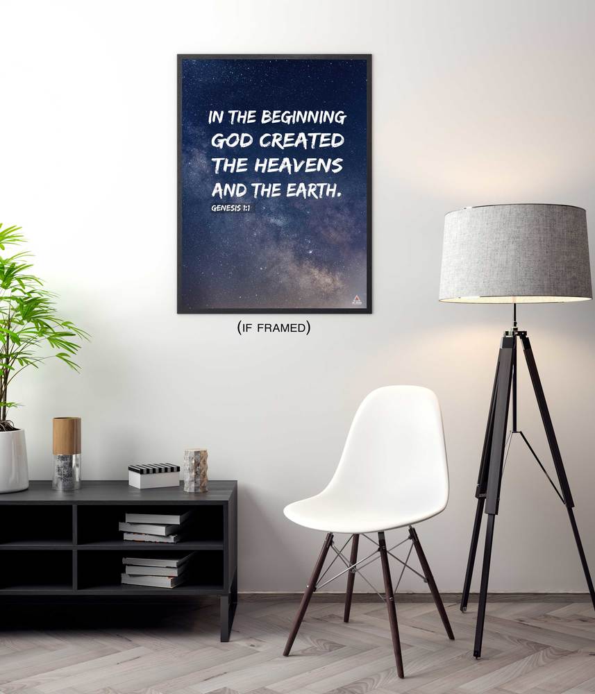 Genesis 1:1 Poster In the Beginning Bible Scripture Verse Quote Wall Art, 18"x24", Unframed
