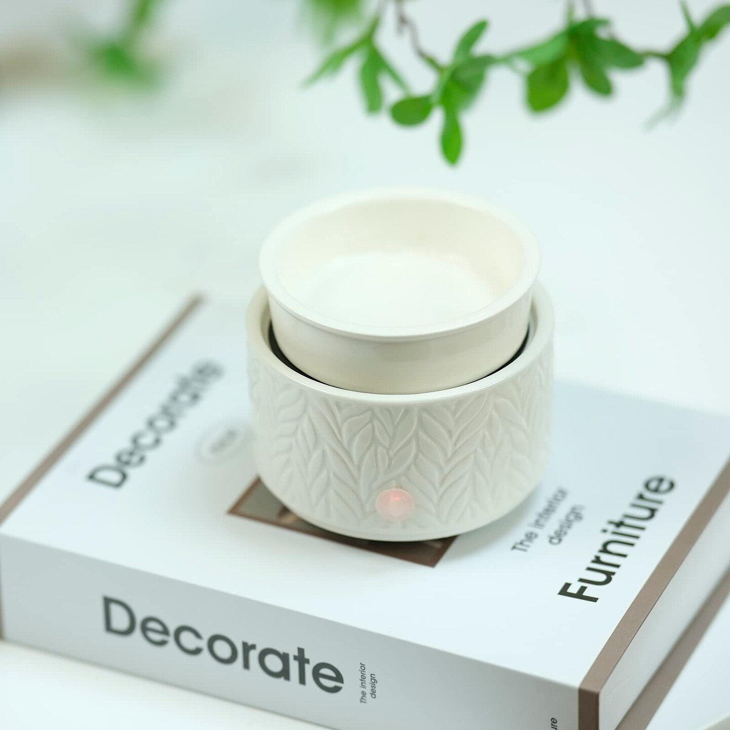 Wax Melt Warmer for Scented Wax Melts 3-in-1 Electric Ceramic Candle Wax Warmer Burner Fragrance Wax Melter for Home Office Bedroom Gift &#x26; Decor (Leaf)