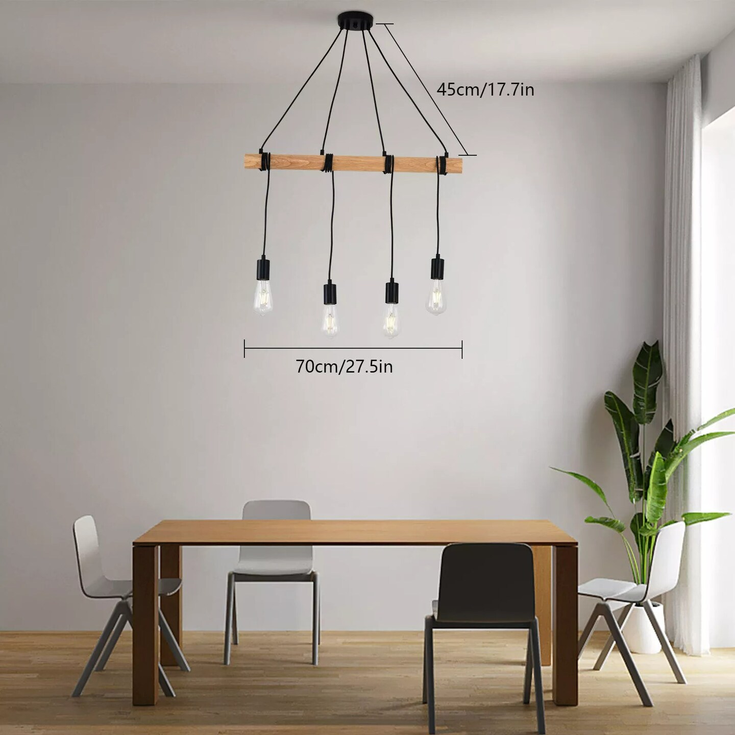 Pendant Lamp Chandelier Modern Farmhouse Fixture Rustic Wood Ceiling Light
