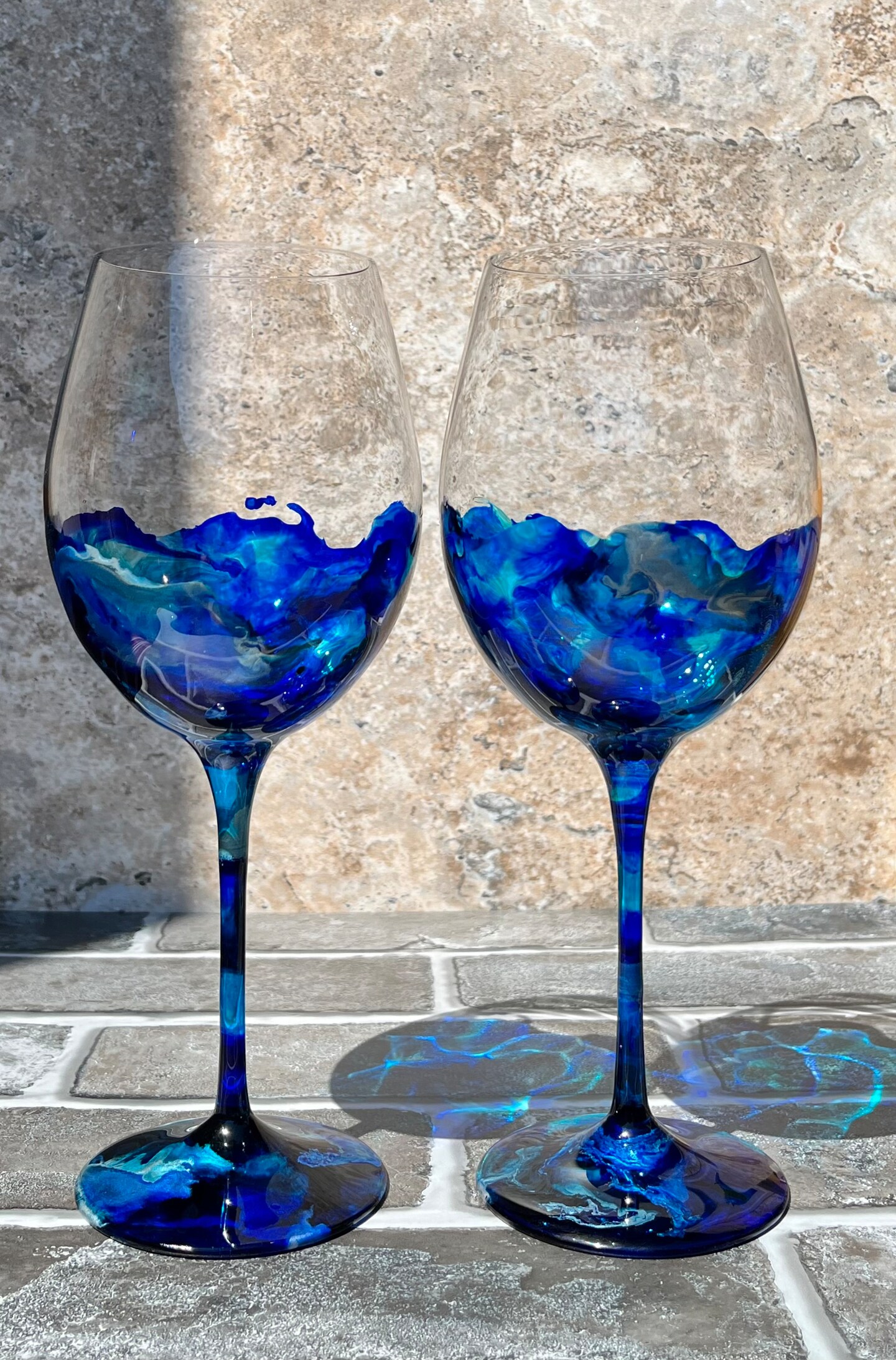 Handcrafted Blue and Silver Wine Goblets  Elegant Glassware, Food-Safe  Finish | MakerPlace by Michaels