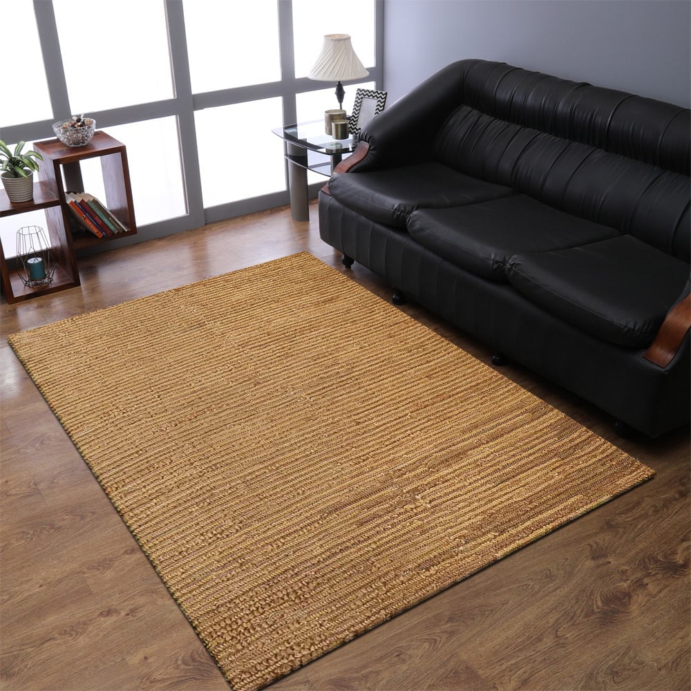 Rugsotic Jute Area Rug Beige Hand Woven Contemporary Indoor 5X8 J00071