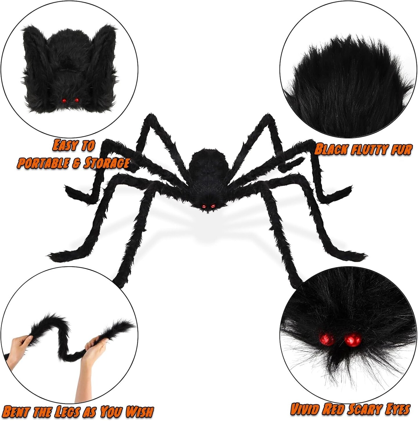 Halloween Giant Spider Decorations Outdoor: 3 PCS Halloween Spider Decorations outside - 50&#x27;&#x27; Large Spiders Realistic Hairy Halloween Decor - Scary Big Spiders Halloween Decorations for Indoor Yard