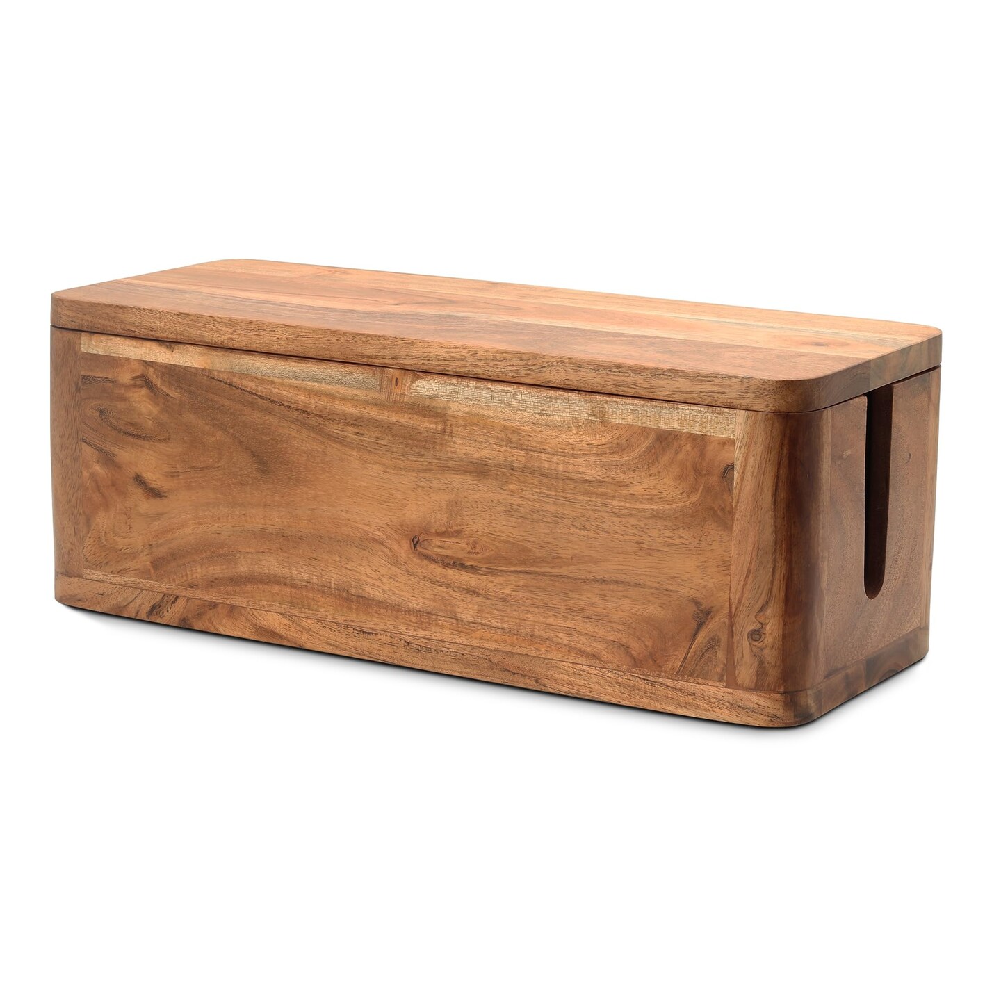 Acacia Wood Cable Organizer Box - Power Strip Box for Cord