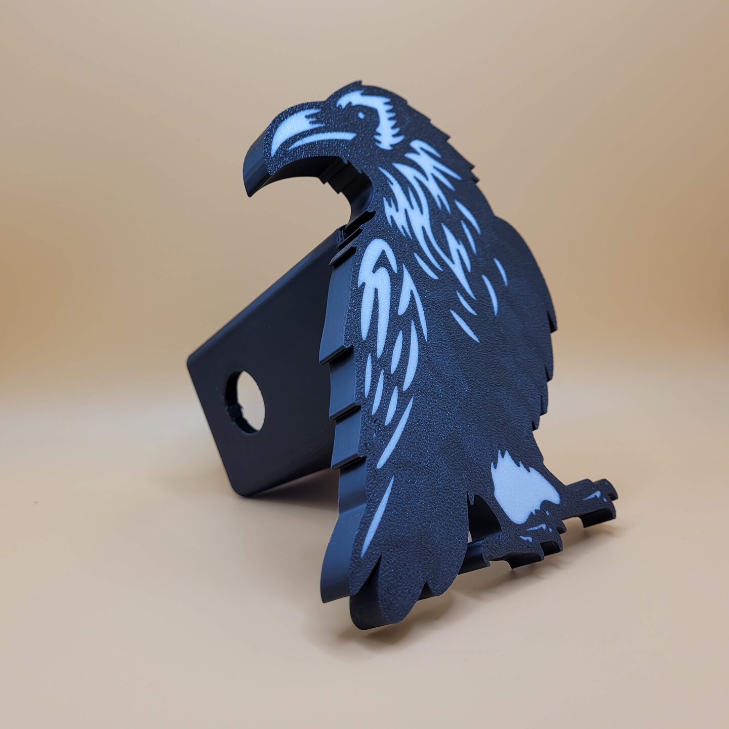 Raven Trailer Hitch Cover.  Fits 2 inch Receiver. Over 120 Color combinations. Made in the USA! 3D printed.