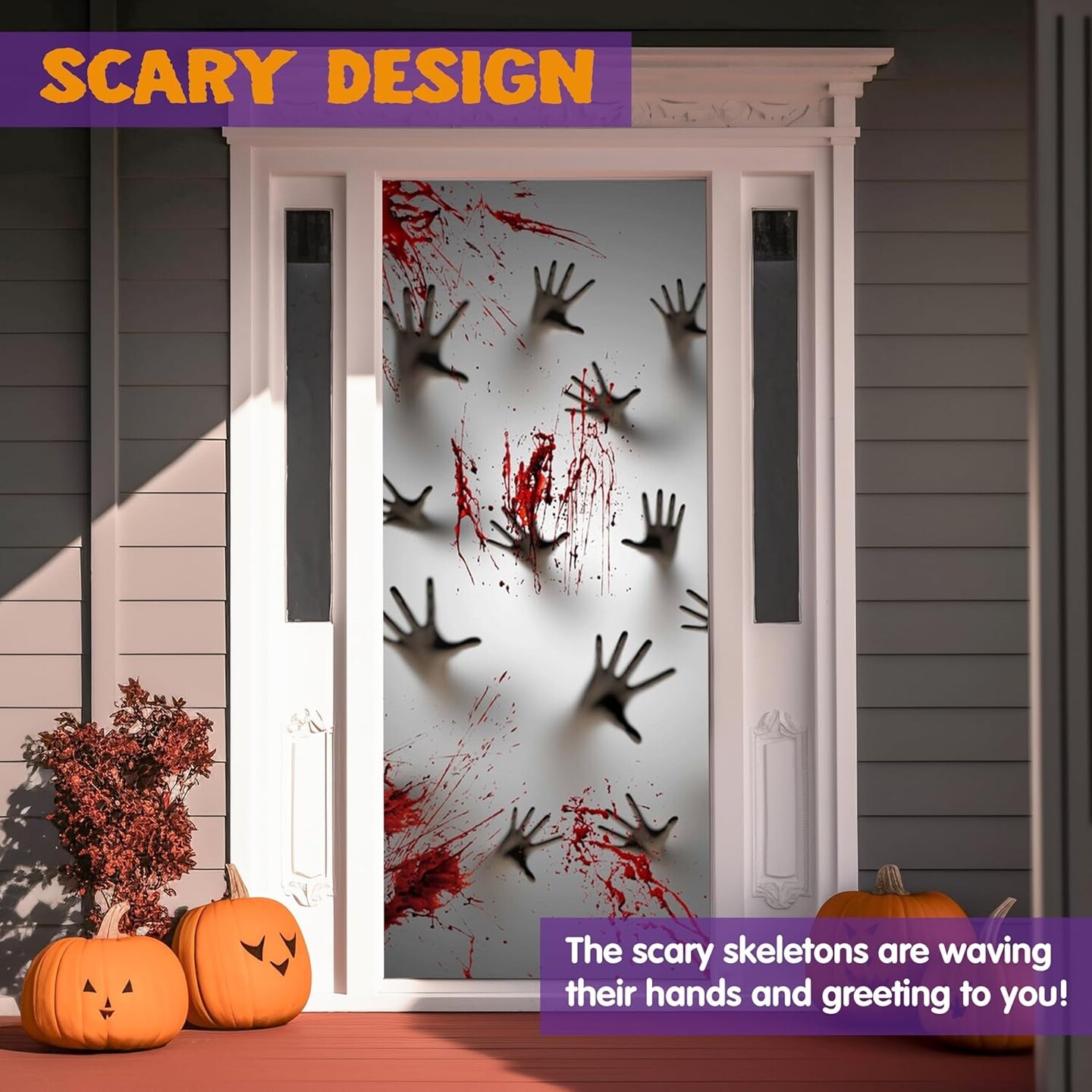 Halloween Haunted House Decoration Window Door Cover Zombie Hands Indoor Outdoor Decoration (72X30 Inches), Window and Wall Cover Indoor Outdoor Decoration