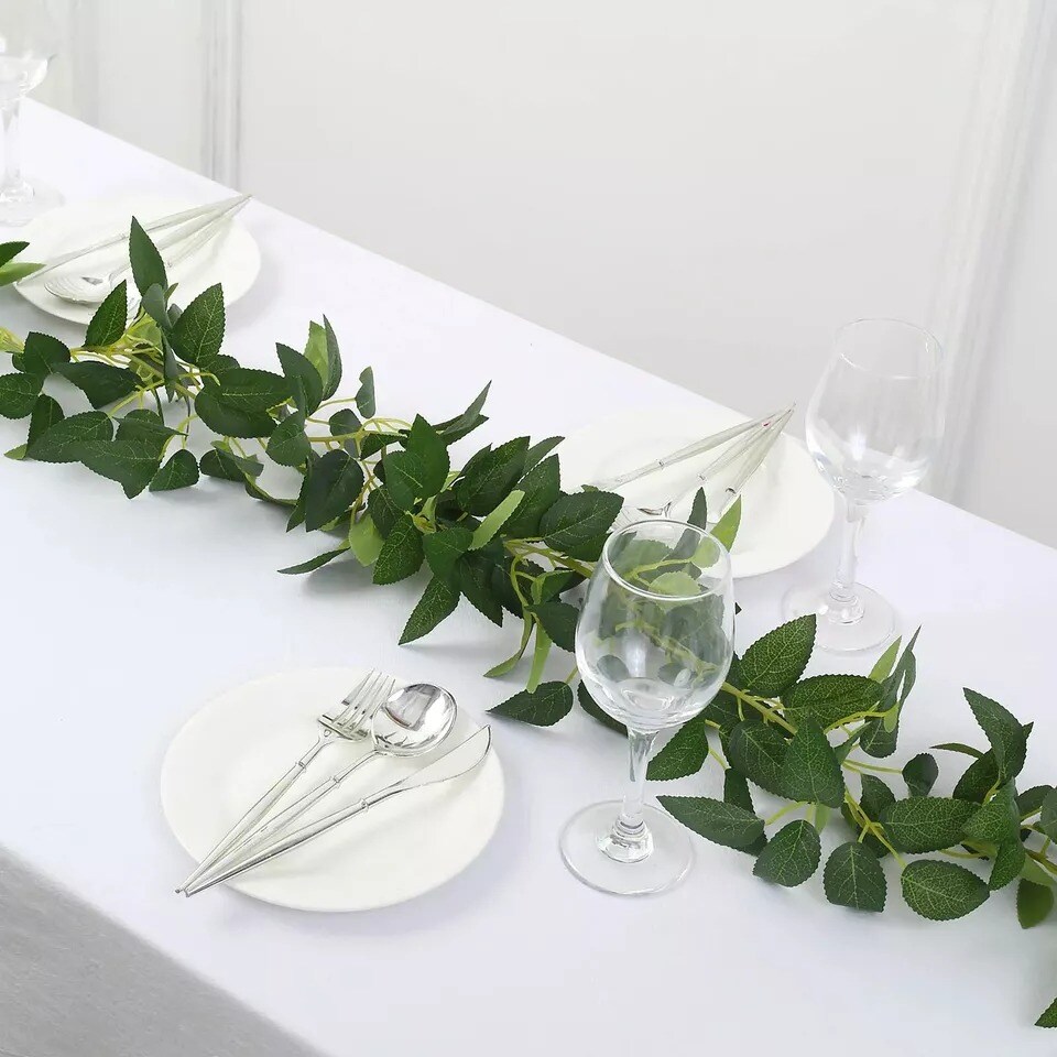 6 feet Green Silk Rose LEAVES Artificial Vine Greenery Garland Party Decorations