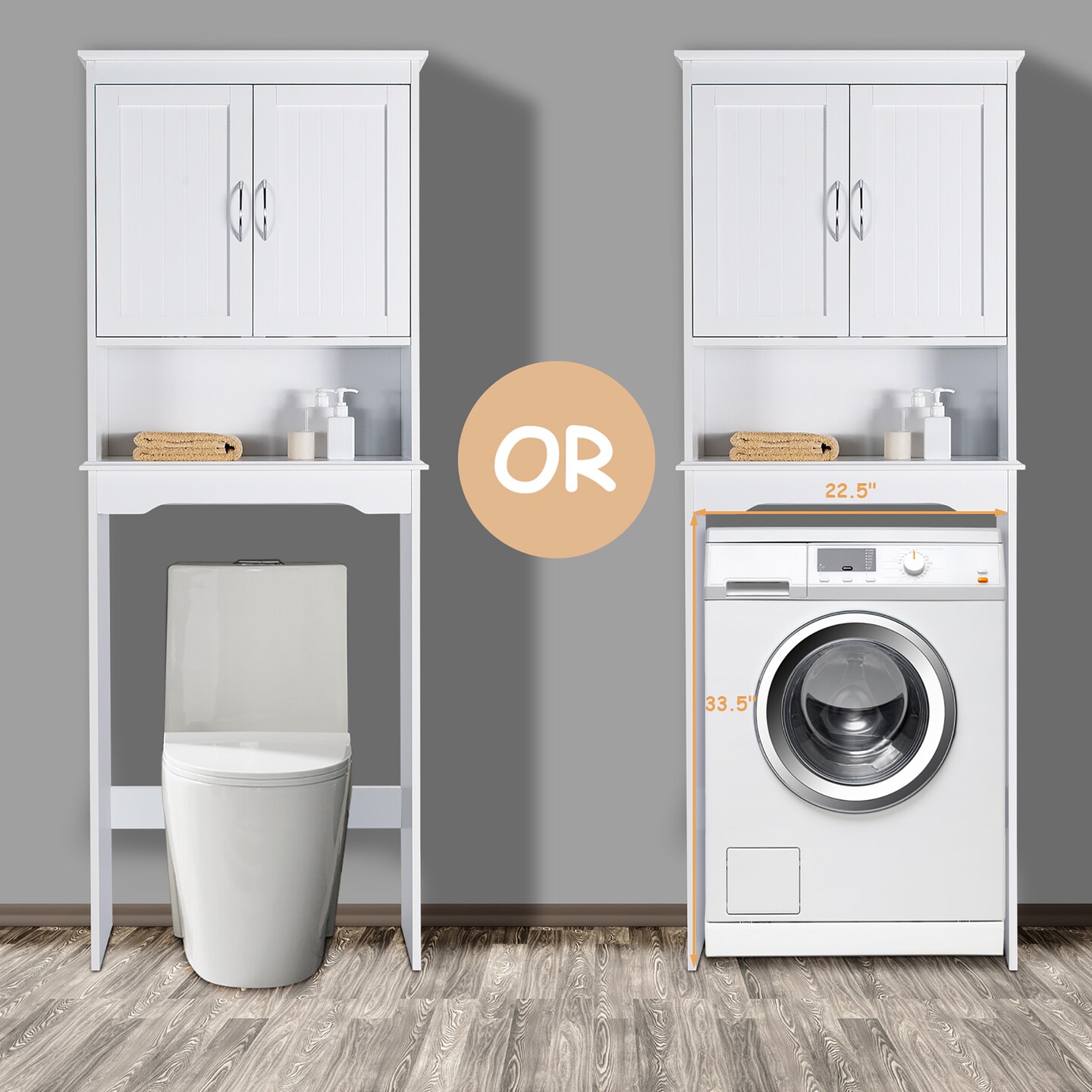 Costway Over The Toilet Storage Cabinet Bathroom Organizer w/ Adjustable Shelf