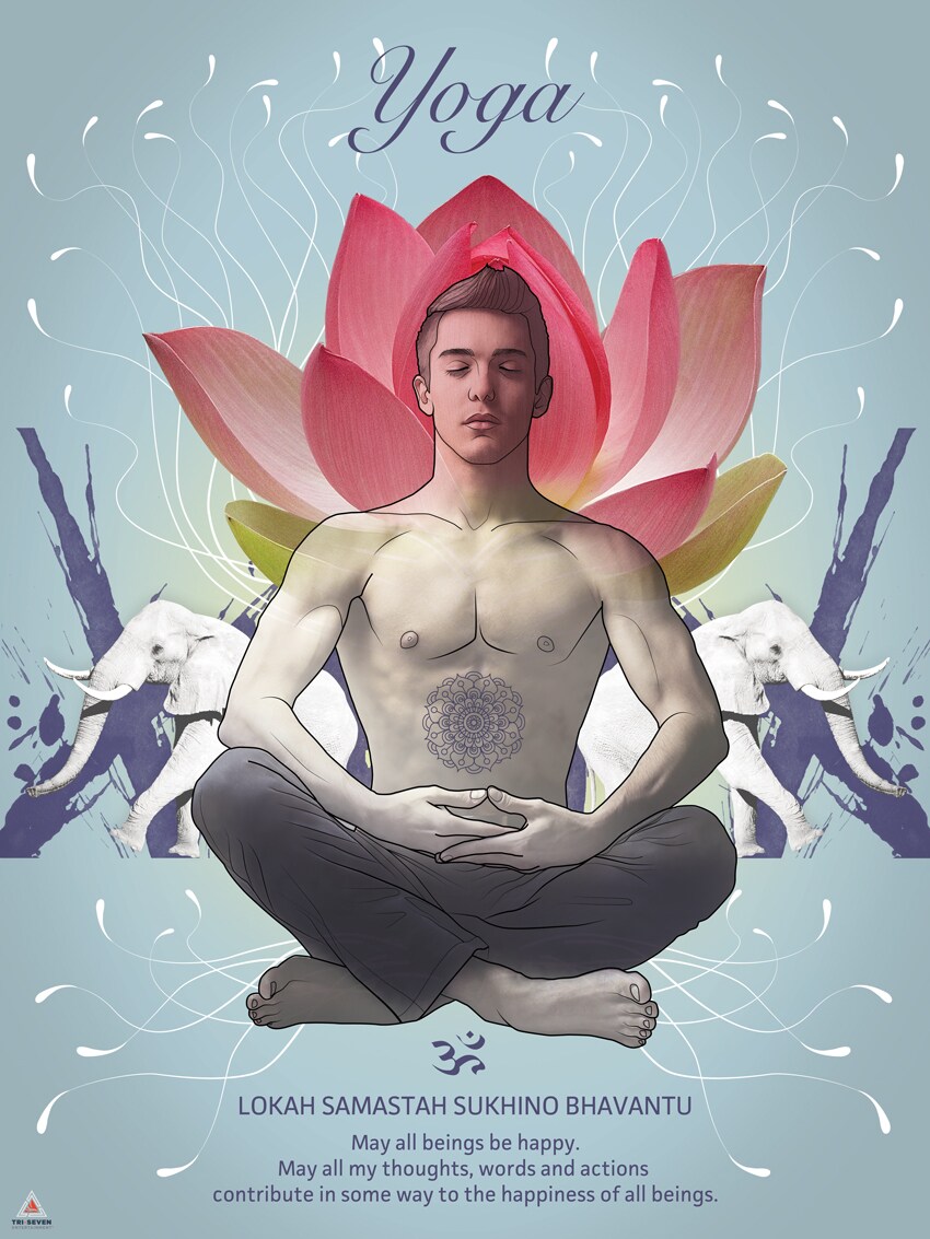 Yoga Poster May All Beings Be Happy Wall Decor Art Print, 18"x24", Unframed