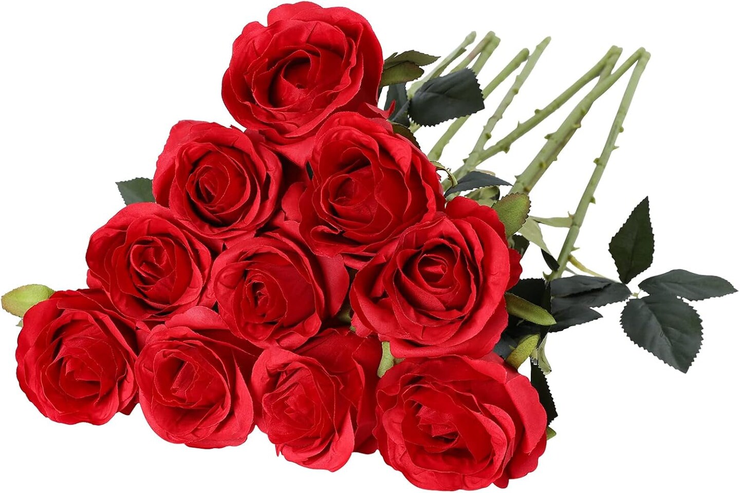 Artificial Silk Rose Flower Single Stem Lifelike Vintage Fake Rose for Wedding Bouquet Floral Arrangements Home Party Centerpiece Decoration, 10Pcs (Vintage Red)