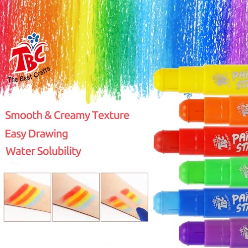 Paint Sticks, 6 Classic Colors, Washable, Non- Toxic, Tempera Paint Sticks for Kids and Student