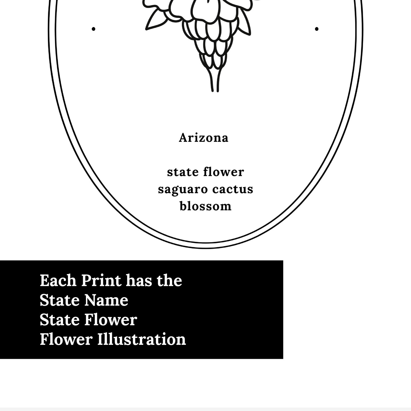 Arizona Saguaro Cactus Blossom US State Flower Print | Unframed Floral Line Art | USA State Missing Home Gift product 4