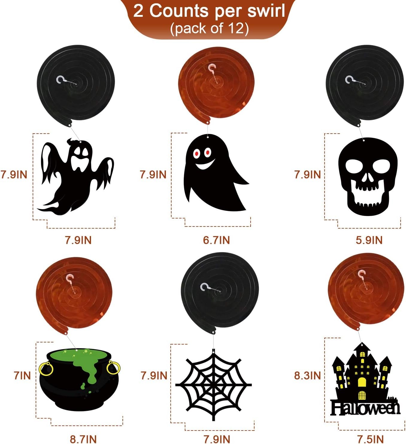 Halloween Decorations Hanging Swirl - 36 PCS Hanging Halloween Ceiling Streamers - Large Size Ghost Pumpkin Witches Swirls for Home Indoor Outdoor Party Office Decor Supplies