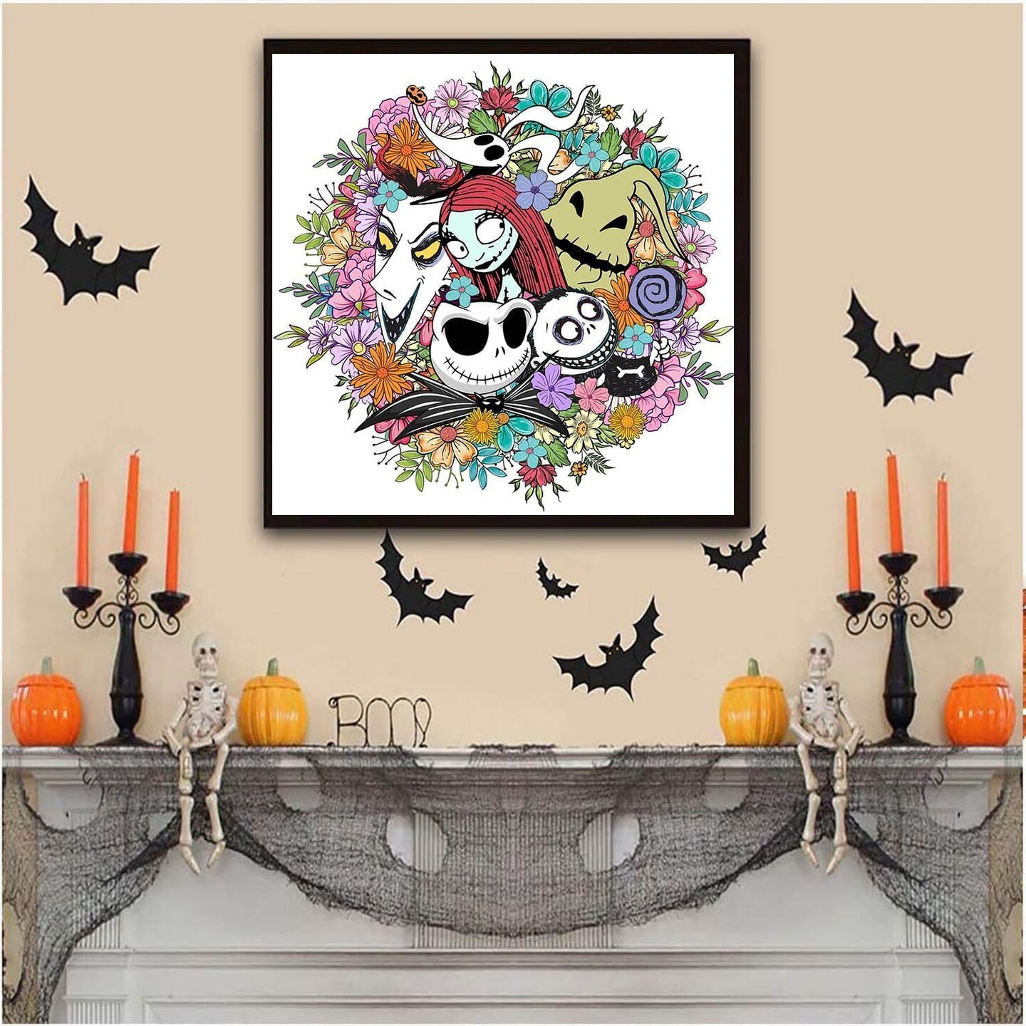 DIY 5D Diamond Art Paint with Round Diamonds Full Dril Gem Halloween Art Painting Kit for Home Wall Decor Gifts 14x14inch