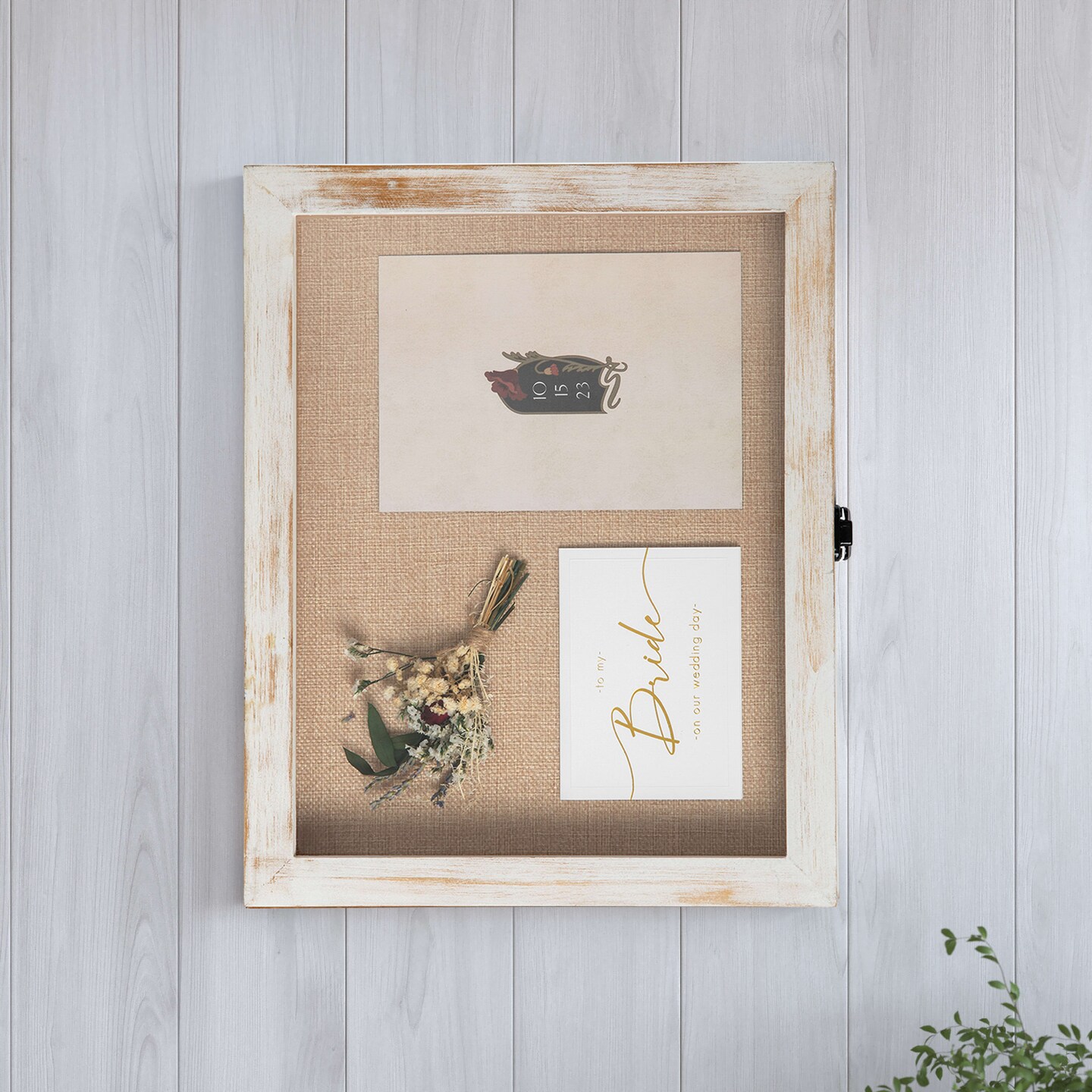HBCY Creations Wood Shadow Box Display Case - Solid Wood with Acrylic Window - Security Latch - For Mementos and Keepsakes