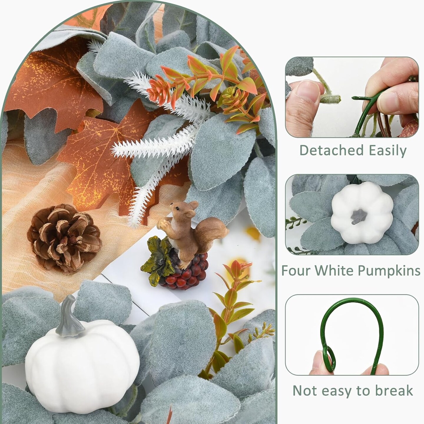 Mantle, Fall Leaves Garland with Pumpkin Maple Leaves for Autumn Home Table Thanksgiving Farmhouse Decorations