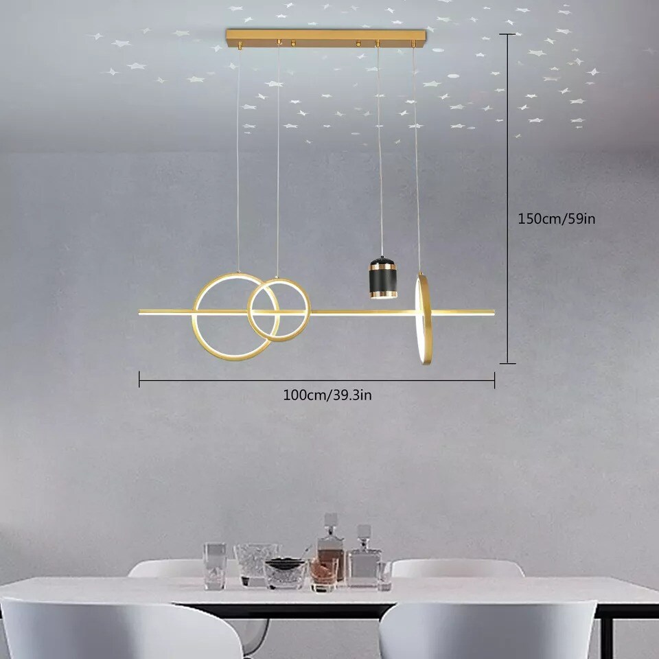 Modern 3 Circle Led Pendant Light Ceiling Hanging Lamp Kitchen Island Chandelier