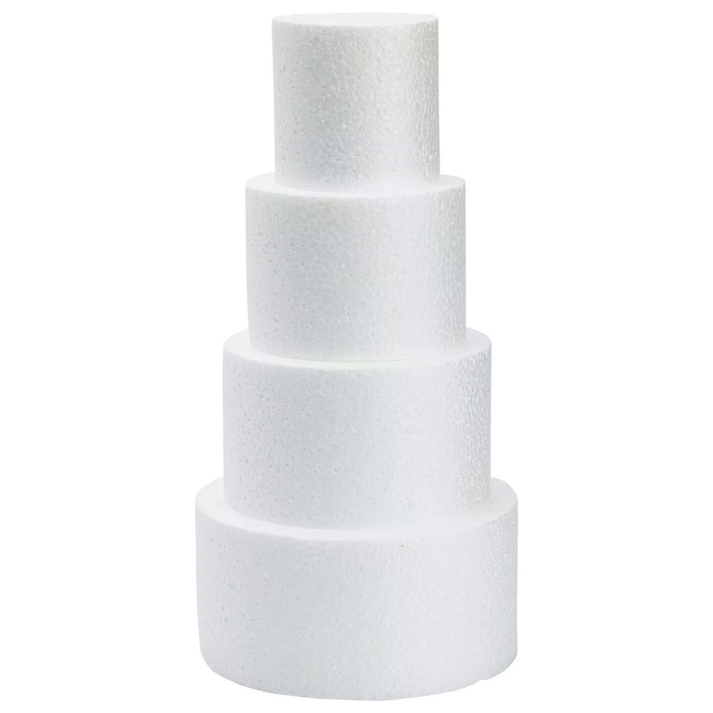 4 Piece Round Foam Cake Dummies for 12" Tall Fake Cake, 3, 4, 5, and 6 in