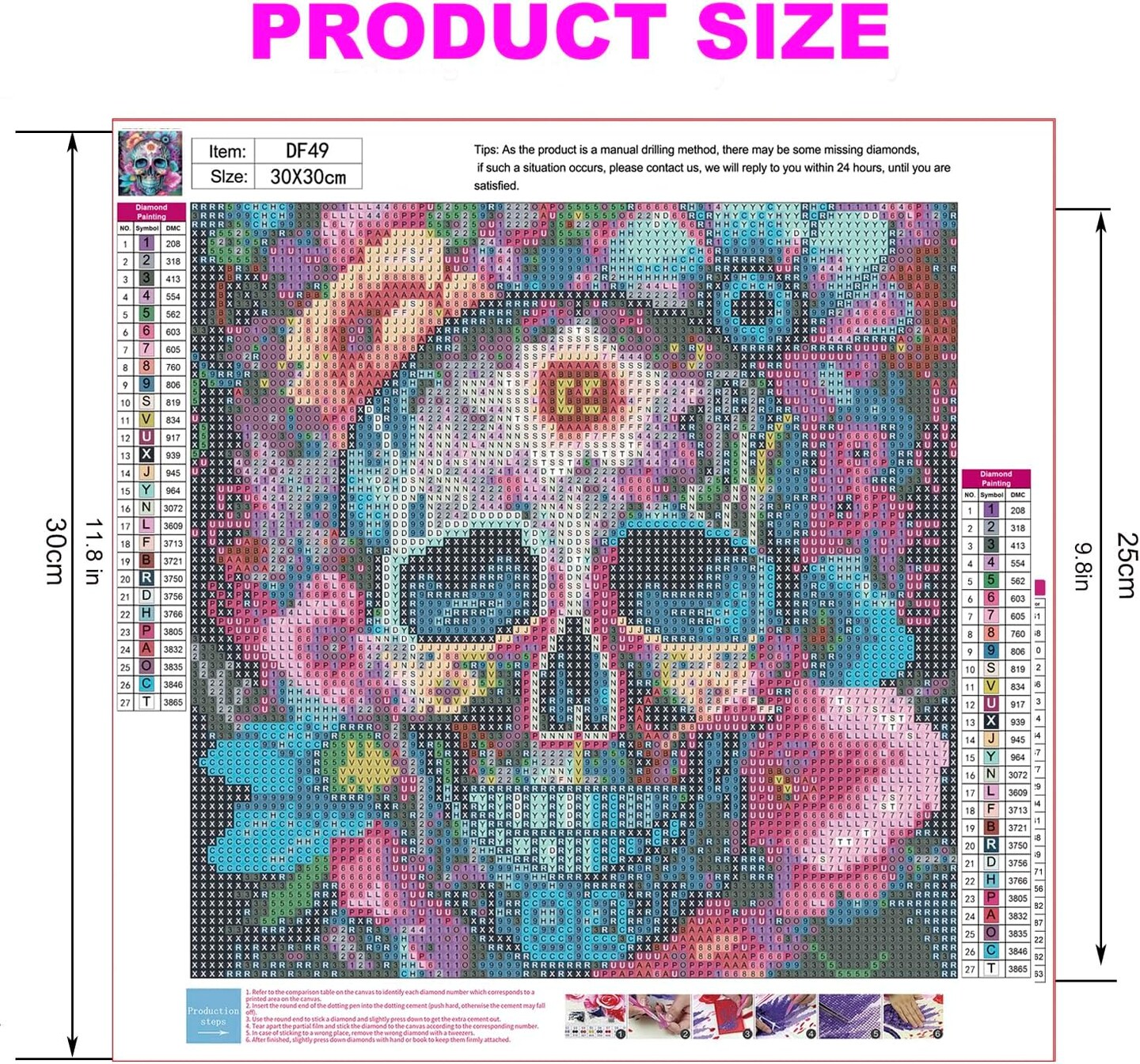 5D Skull Diamond Art Kits for Beginners, Full Round Rhinestone Drills Dot Painting DIY Halloween Skeletons Flowers