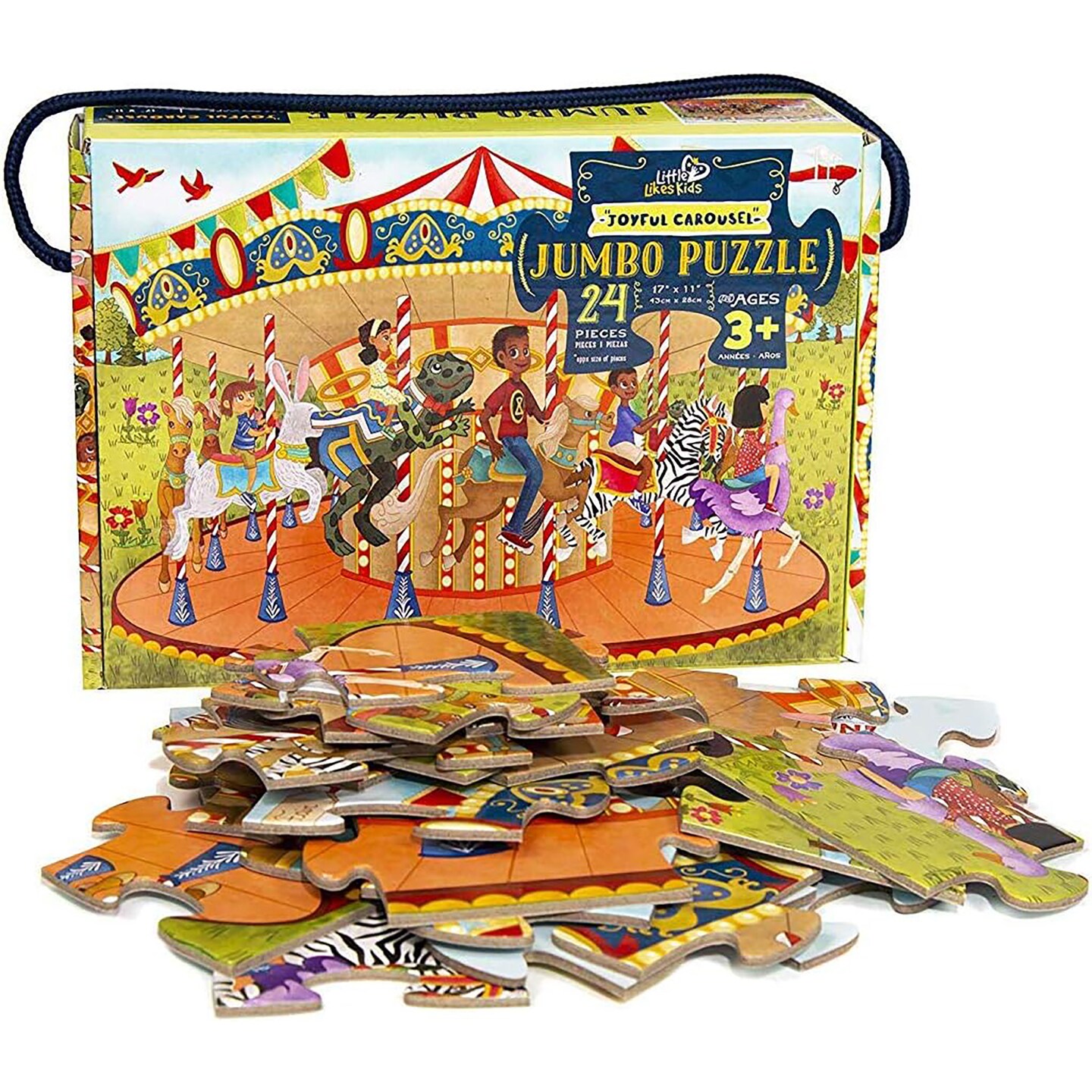 Upbounders- Joyful Carousel - 24 Piece Beginner Puzzles Toddler Kids Age 3-5, Preschool Puzzle with African American-Diverse Children at Play