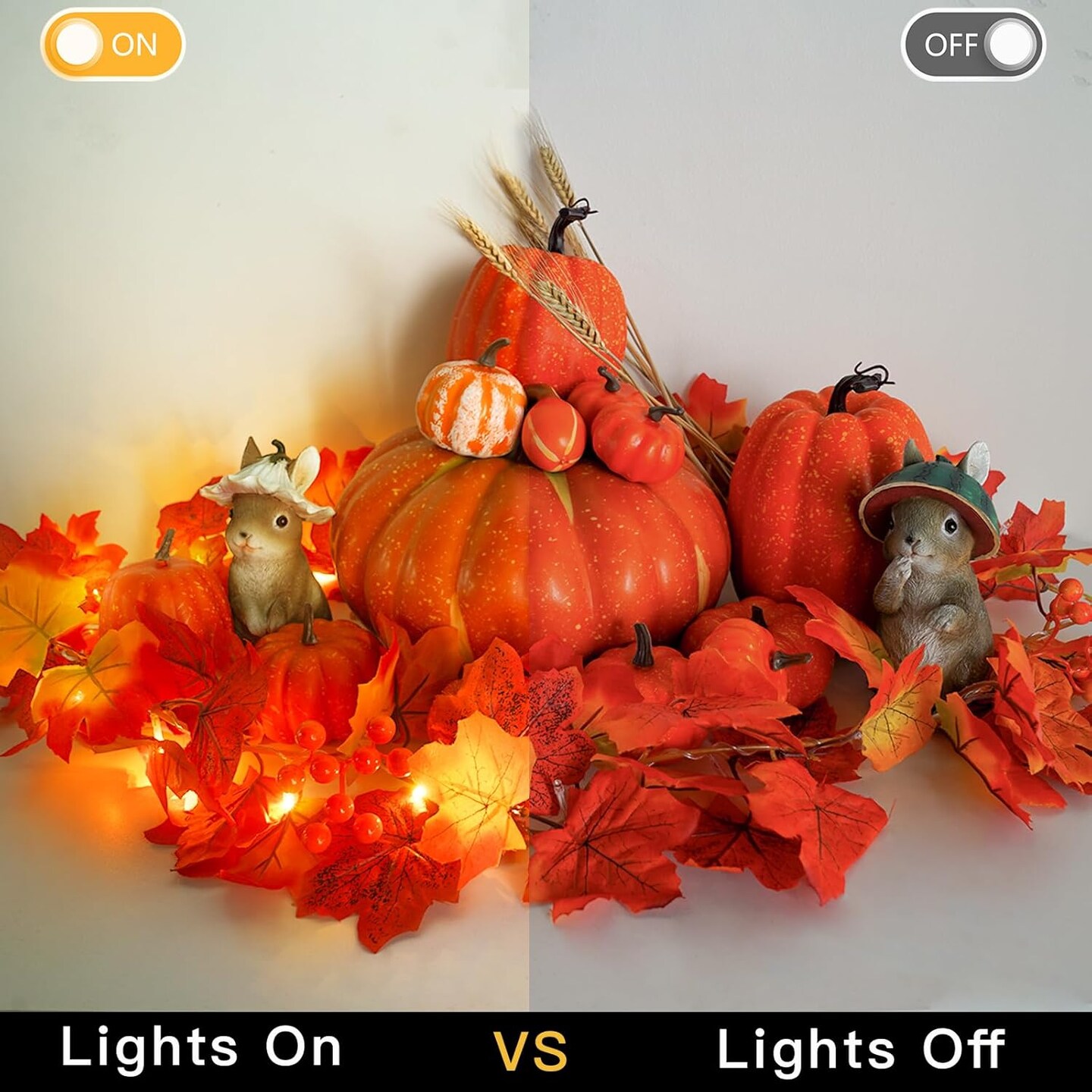 suddus Fall Garland with Lights Battery Operated