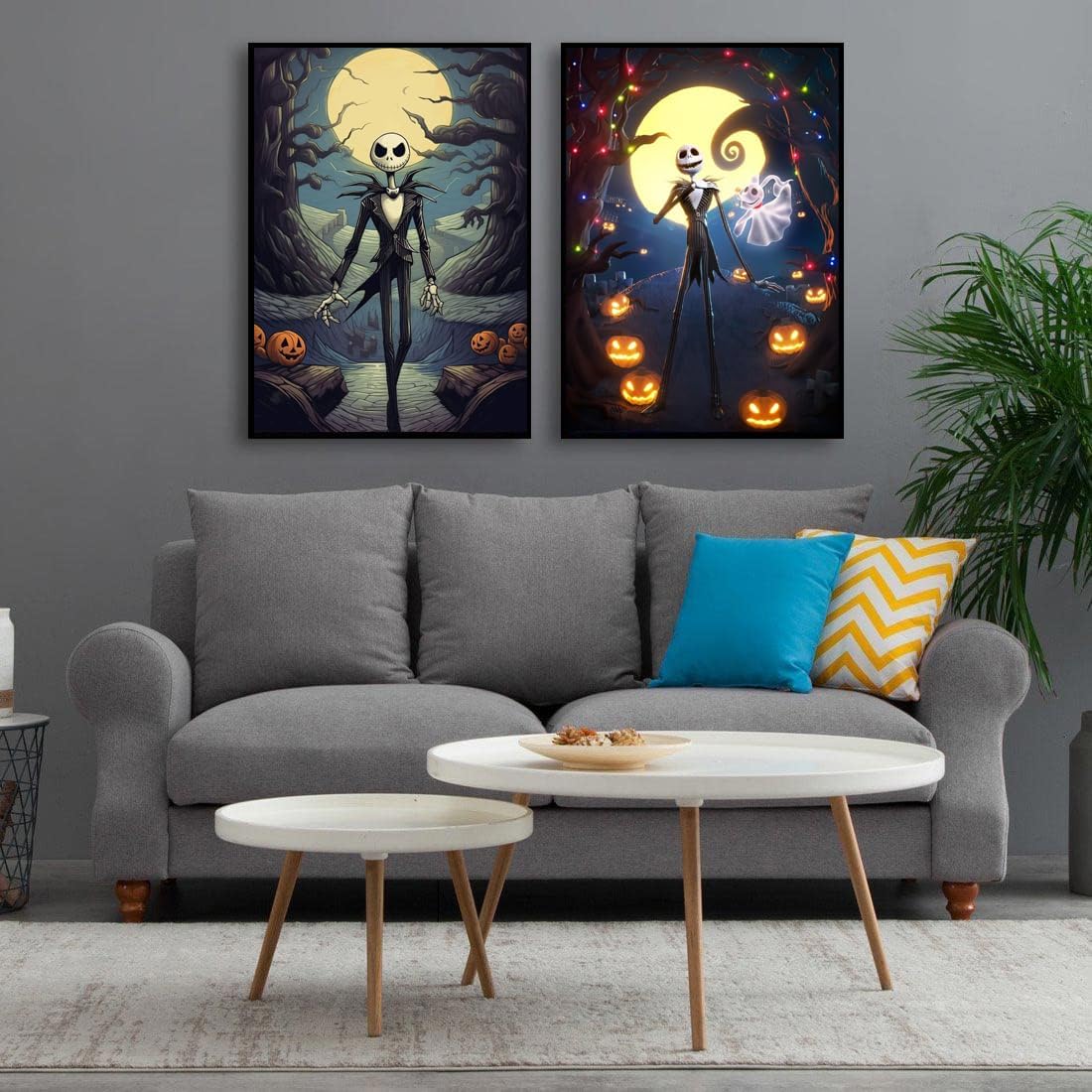 Halloween Diamond Art Kits for Adults,Jack Under The Moonlight Diamond Painting Kits,Paint by Full Round Diamonds for Holiday Home Decor 12X16Inch