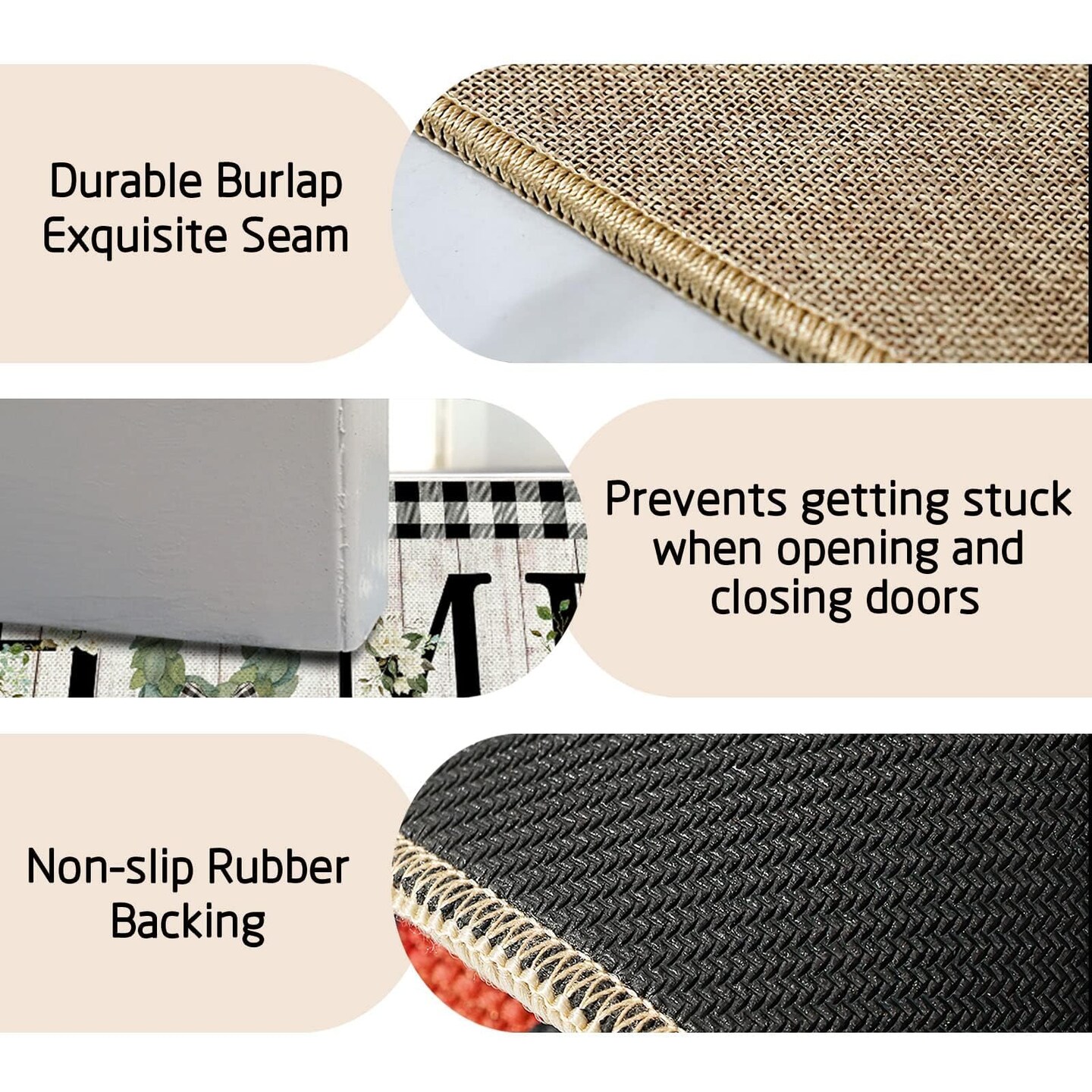 Welcome Fall Doormat Eucalyptus Leaves Sunflowers Door Mats Indoor Outdoor Patio Non-Slip Durable Entrance FloorMat for Home, Outside, Yard, Patio 17x29.5 Inch