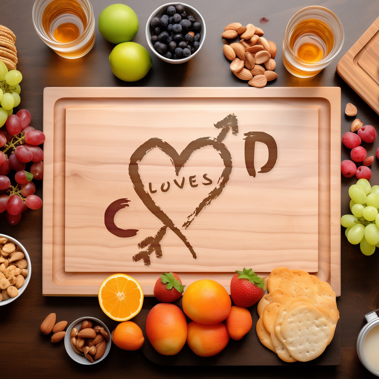 Laser Engraved 2024 Personalized Cutting Board Monogram 5th Anniversary FREE Anniversary