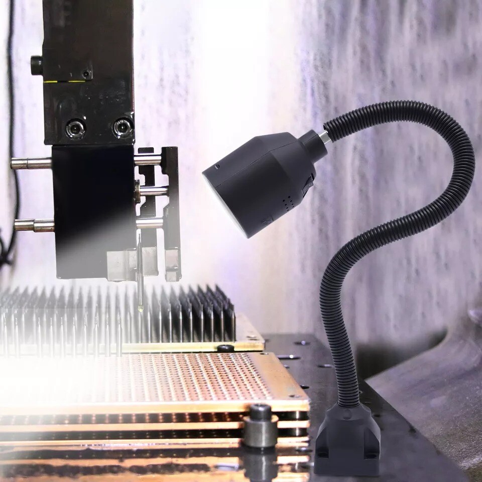 5W LED Lathe Work Light Fixed Base Flexible Arm For CNC Milling Machine Lamp