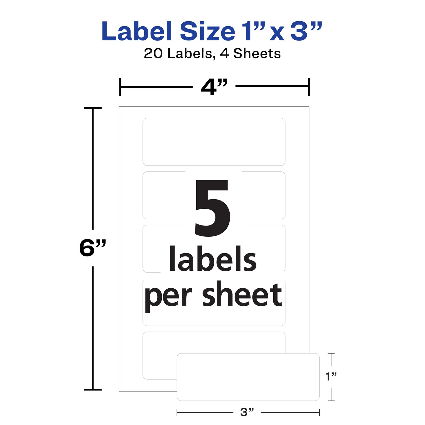 Avery No-Iron Fabric Labels, 1&#x22; x 3&#x22;, Washer and Dryer-Safe Waterproof Labels, Non-Printable, 20 Blank Labels Total (40724)