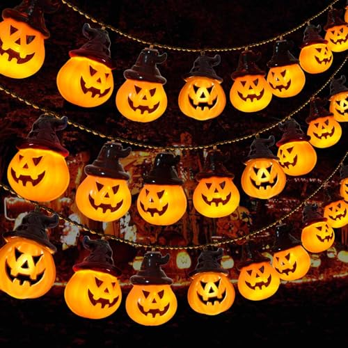 Solar Pumpkin Lights for Halloween Decorations Outside,2024 Newest Spooky Pumpkin Lights String for Outdoor Halloween Yard Decoration,Porch Decor,Halloween Camper Party Door Window Tree Decor