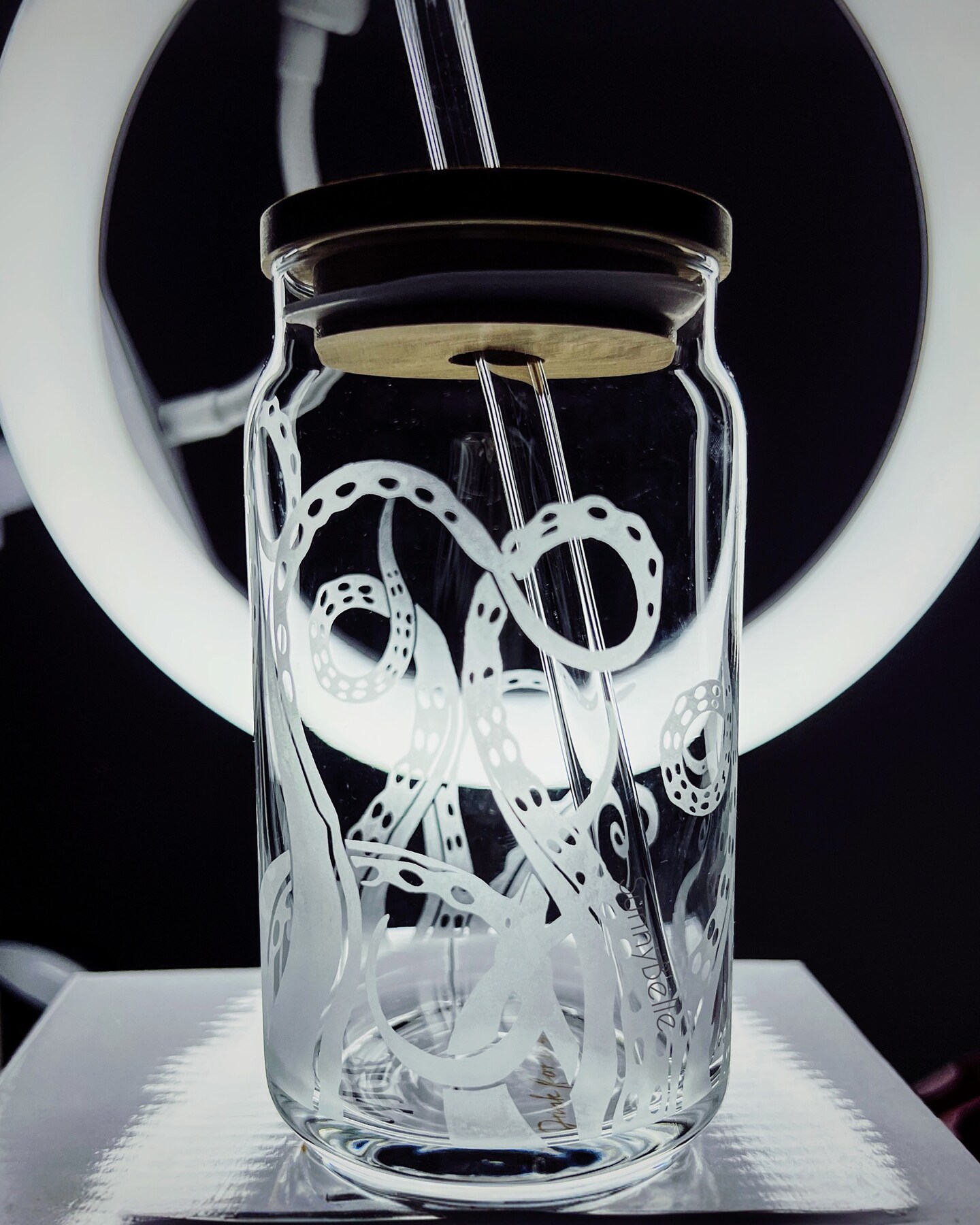 Octopus Etched Glass, Octopus Tumbler, Octopus Glass Art, Nautical Tumbler, Beer Can Glass with Lid and Straw, Octopus Tentacle Glass Can