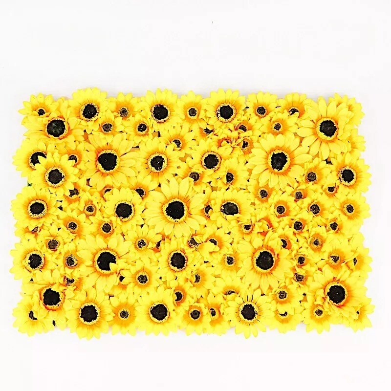 4 Yellow Artificial Sunflowers Silk FLOWERS WALL Backdrop Panels Party Events