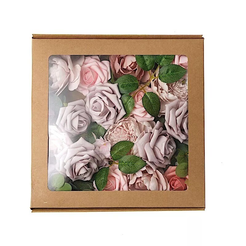 Pink Foam Peonies Roses White Silk Daisies Hydrangeas FAUX FLOWER BOXParty