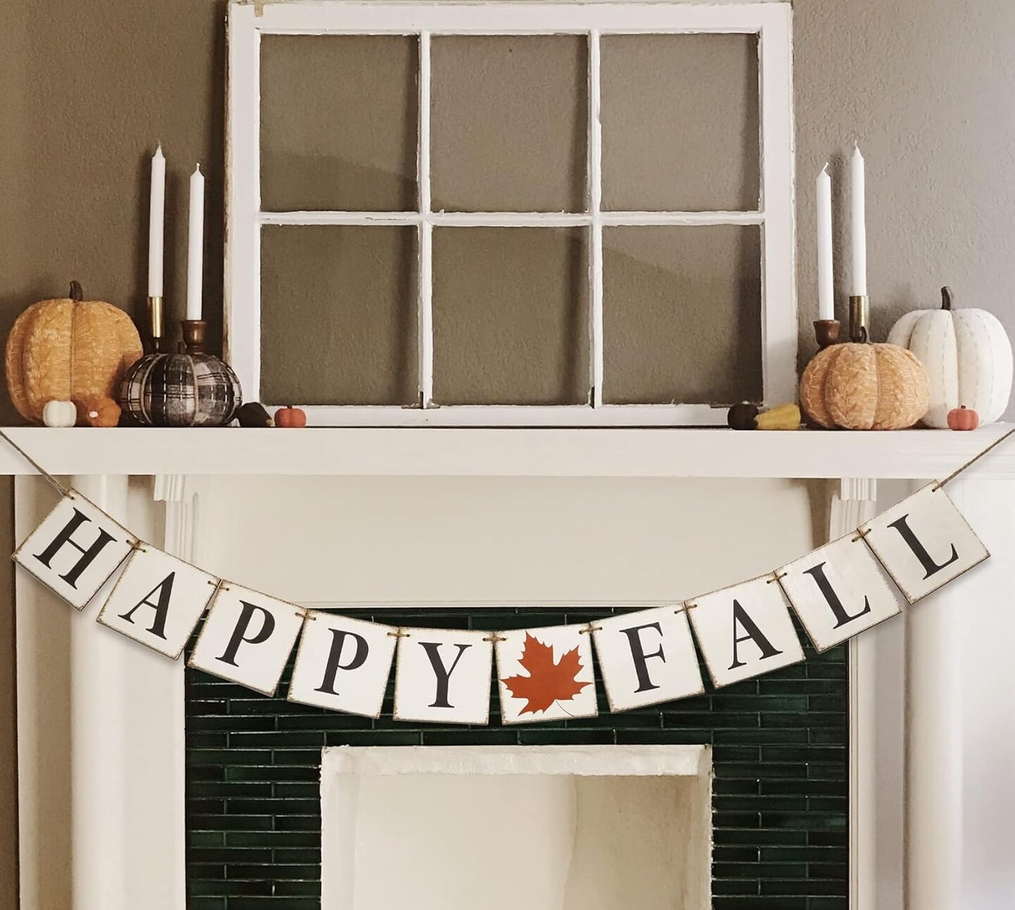Thanksgiving Harvest Banner for Home Mantle Fireplace Party Window, Happy Fall Sign
