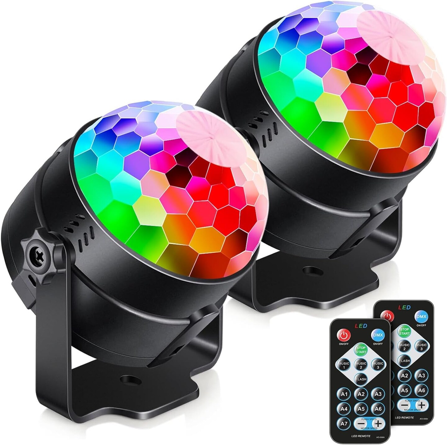2-Pack Sound Activated Party Lights with Remote Control Dj Lighting, Disco Ball Light, Strobe Lamp for Home Room Dance Parties Supplies Birthday Christmas Halloween Party Decorations