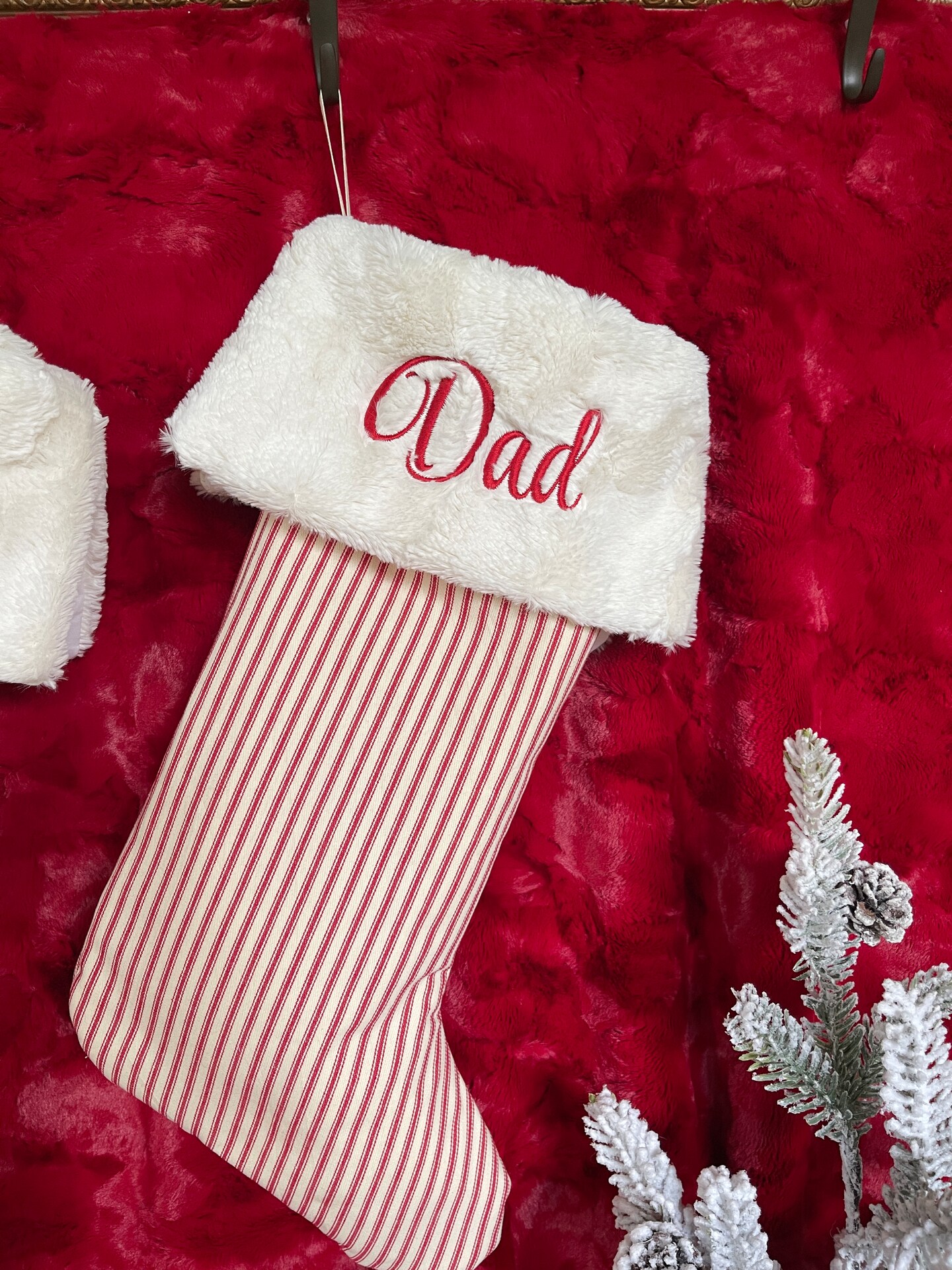 Red and White Candy Stripe Christmas Stockings with Personalized Touch product 5