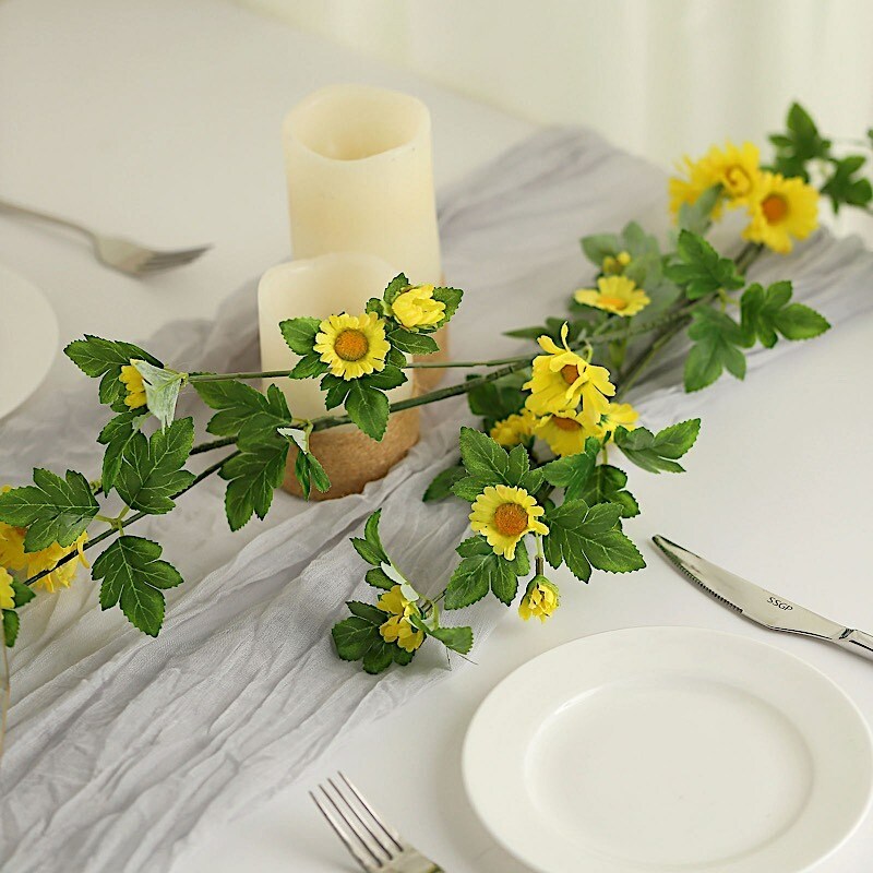 5 feet SILK Daisy FLOWERS Garland Magnolia Leaves Hanging Vine Party Events
