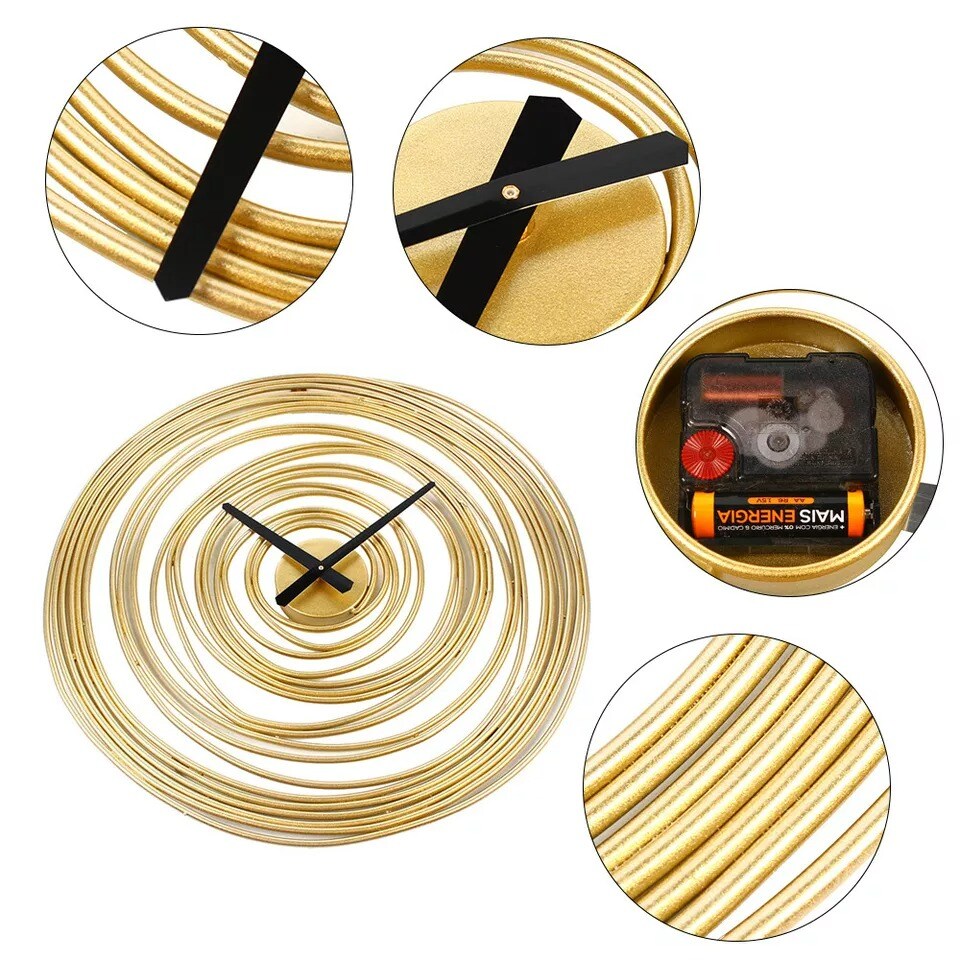 Wall Clock Ring Silent Non-Ticking Wood Clock Minimalistic & Luxury Metal Design