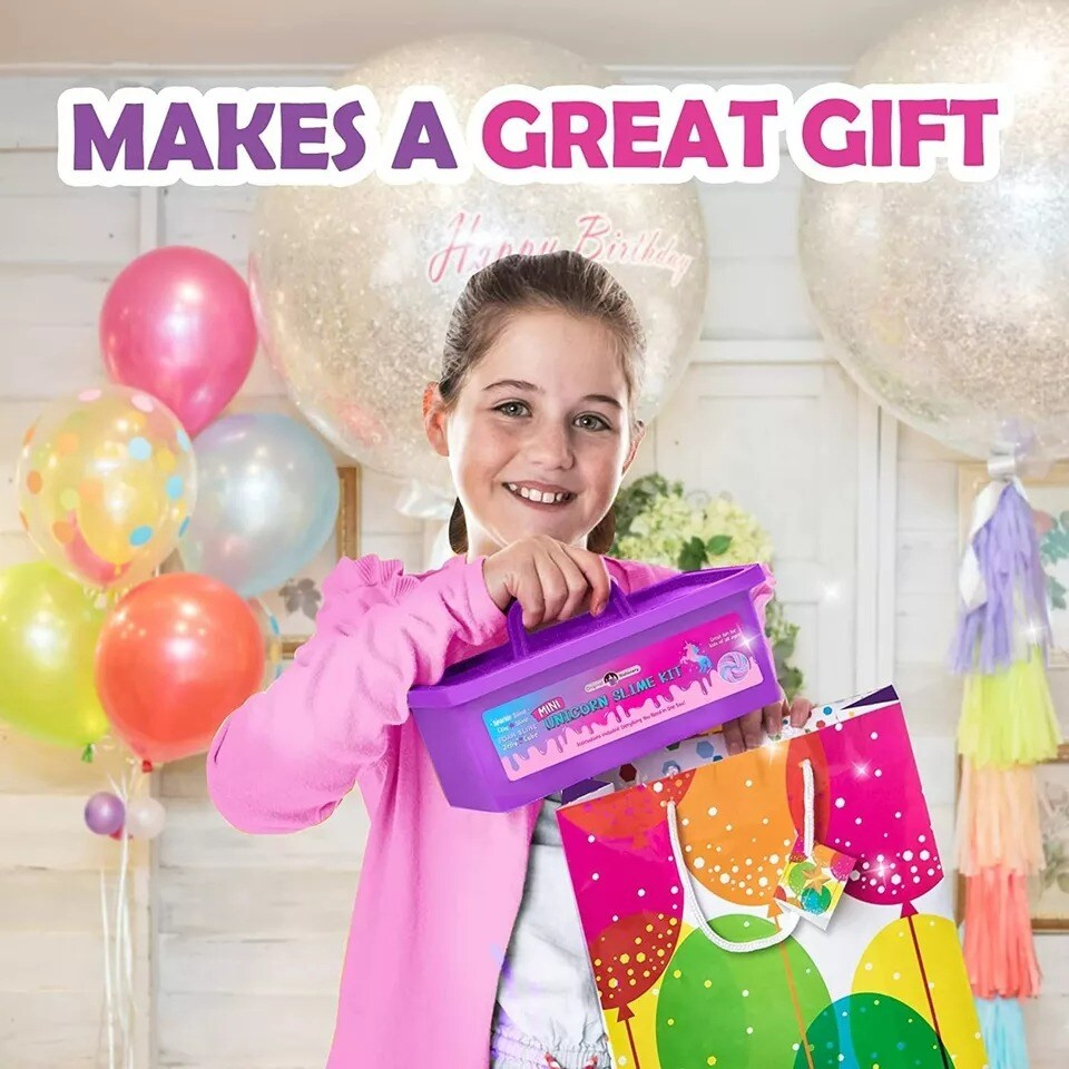 Mini Unicorn Slime Kit, Make Unicorn Sparkle, Clay, Foam, Jelly Cube Slime