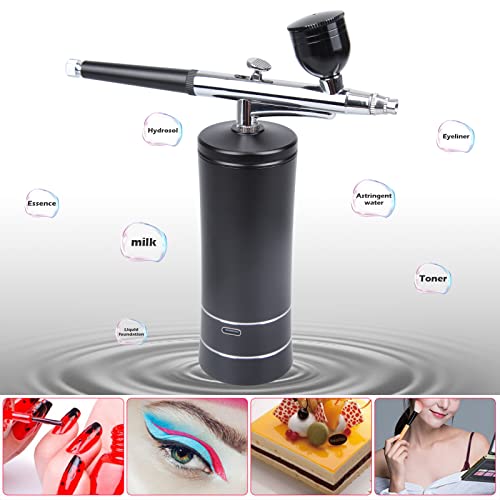 rhinowisdom Upgraded Airbrush Kit with Air Compressor, Portable Cordless Auto Airbrush Gun Kit, Rechargeable Handheld Airbrush Set for Makeup, Nail Art, Model Coloring,Cake Decor, Tattoo
