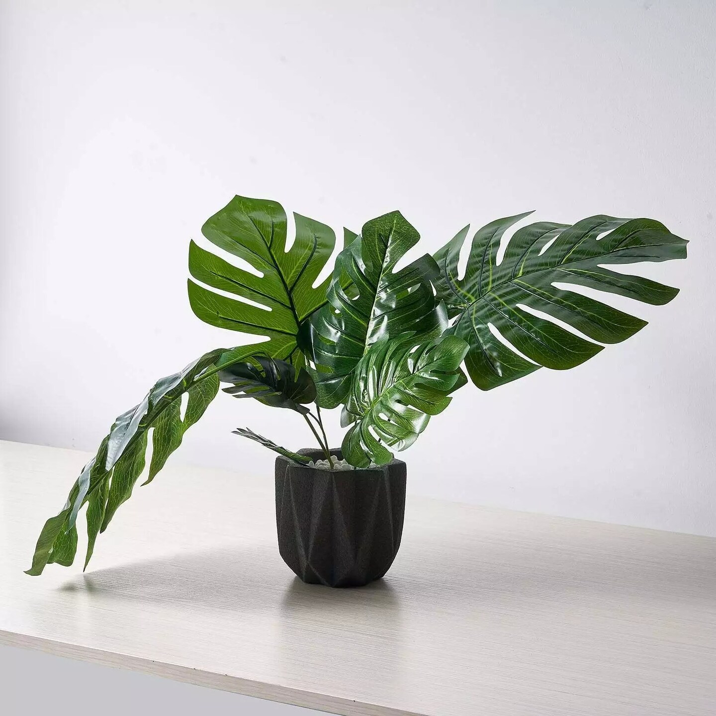 6 Green Monstera ARTIFICIAL LEAVES Tropical Greenery Stem Wedding Party Supplies