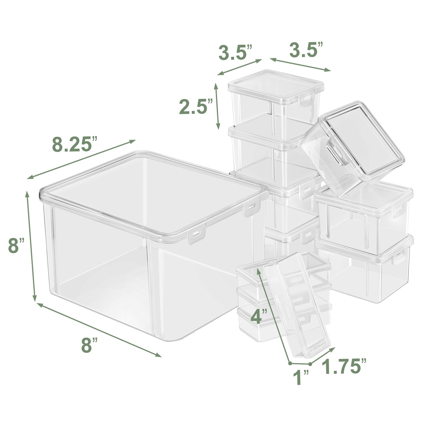 Sorbus 12-Piece Storage Set with Secure Lids - Clear Stackable Plastic Bins