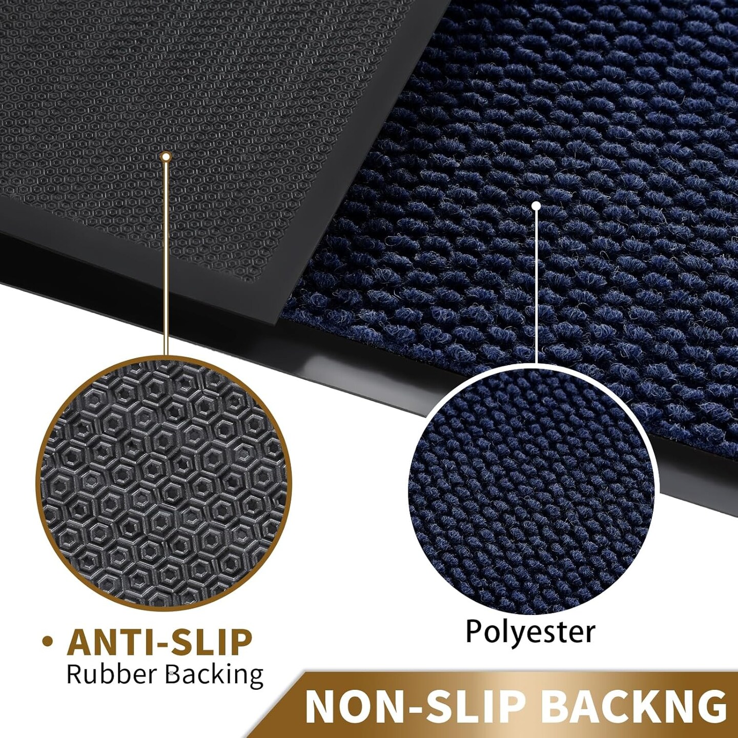 Doormat Outdoor Indoor Entrance 36 x 17, All-Season All-Weather Front Door Mat, 100% Waterproof Welcome Matt for Floor Garage Outside Entry, Stain and Fade Resistant,Navy Blue
