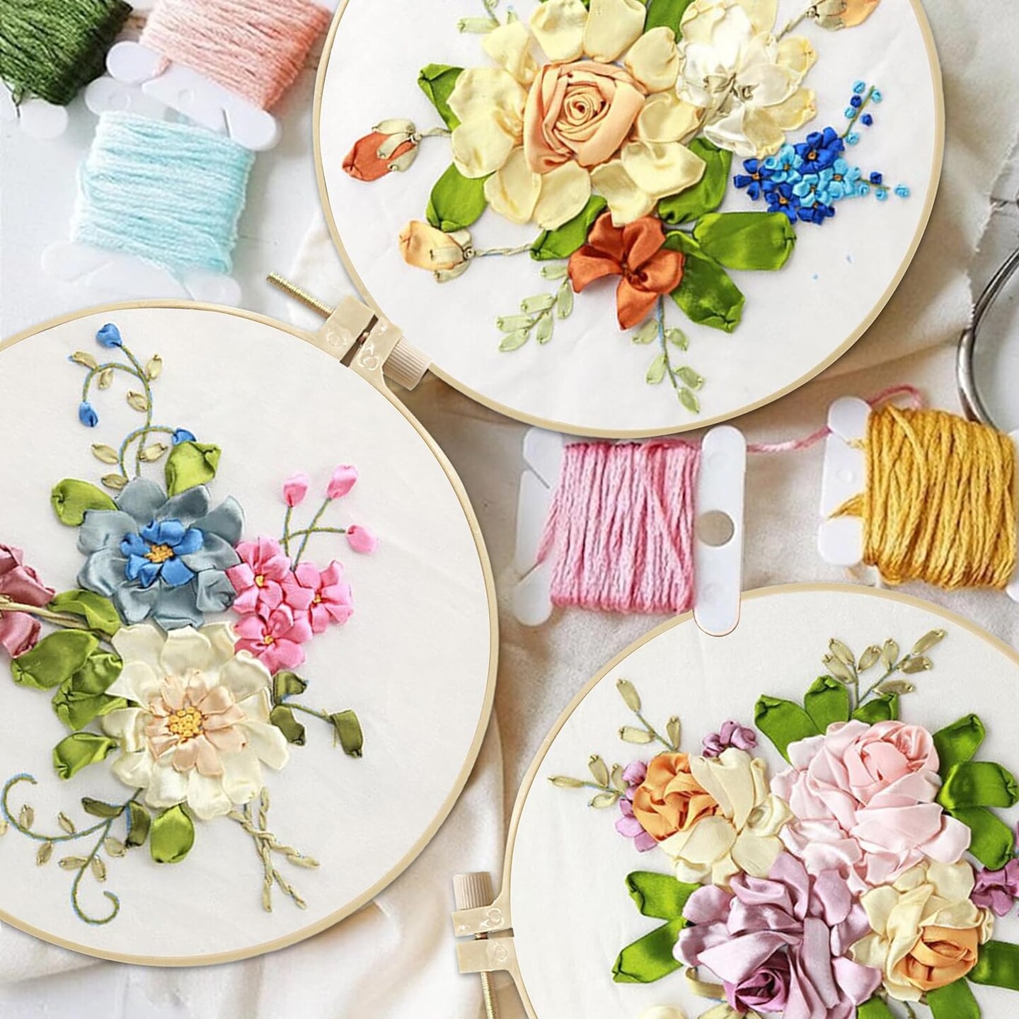 3 Pack Embroidery Starter Kit with Pattern, Stamped Cross Stitch Kits