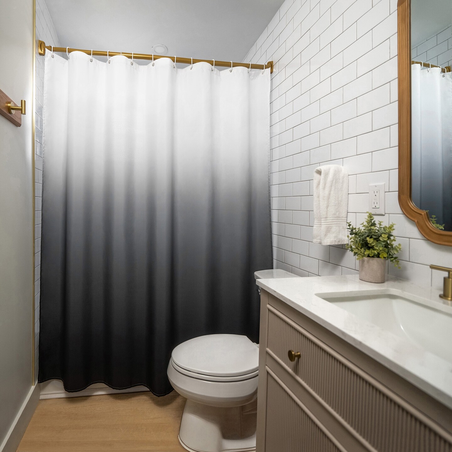 Americanflat 71x74 Ombre Grey Shower Curtain - Water Resistant - Polyester Fabric