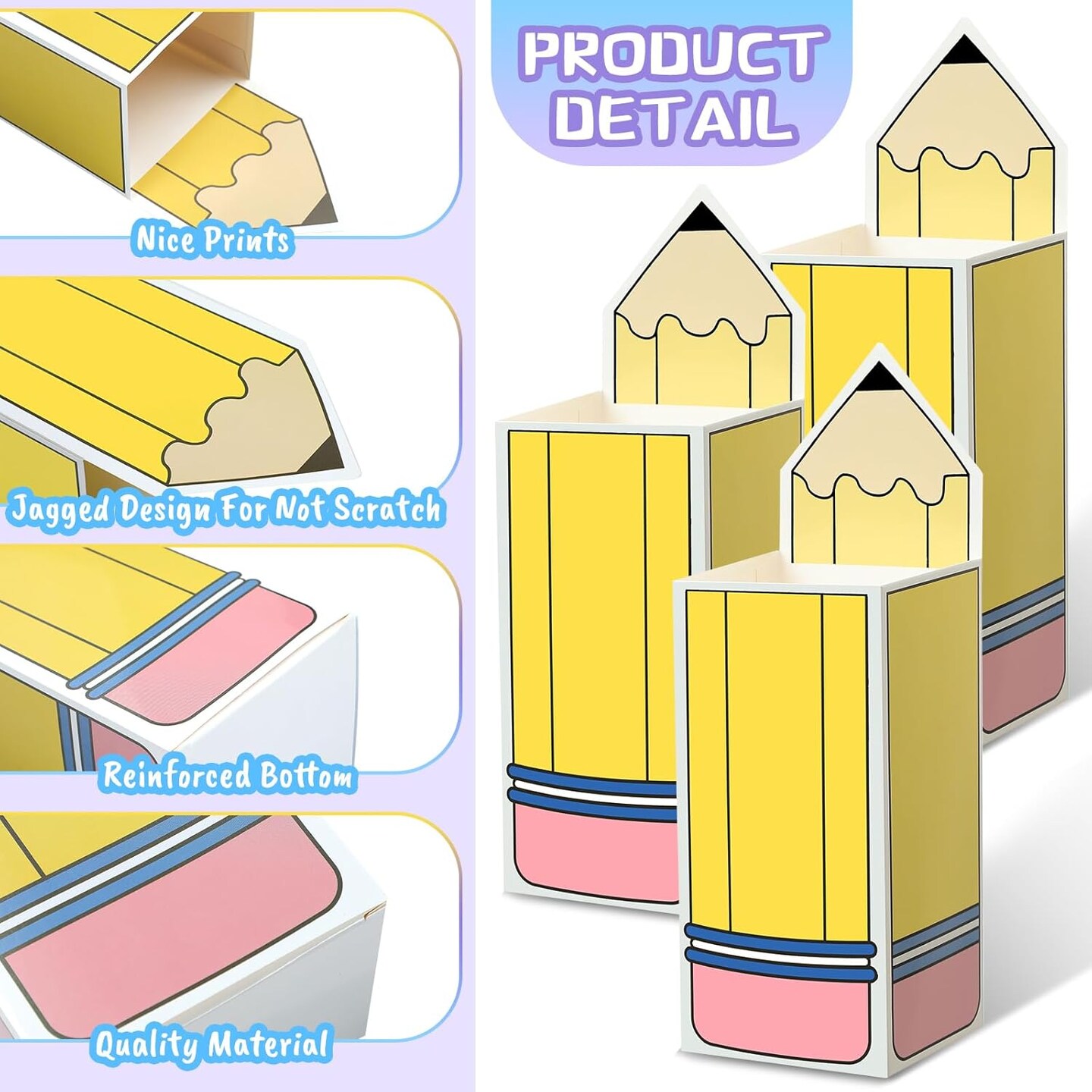 50 Pcs Pencil Gift Boxes Back to School (yellow) 14.17"L x 9.84"W x 1.97"H