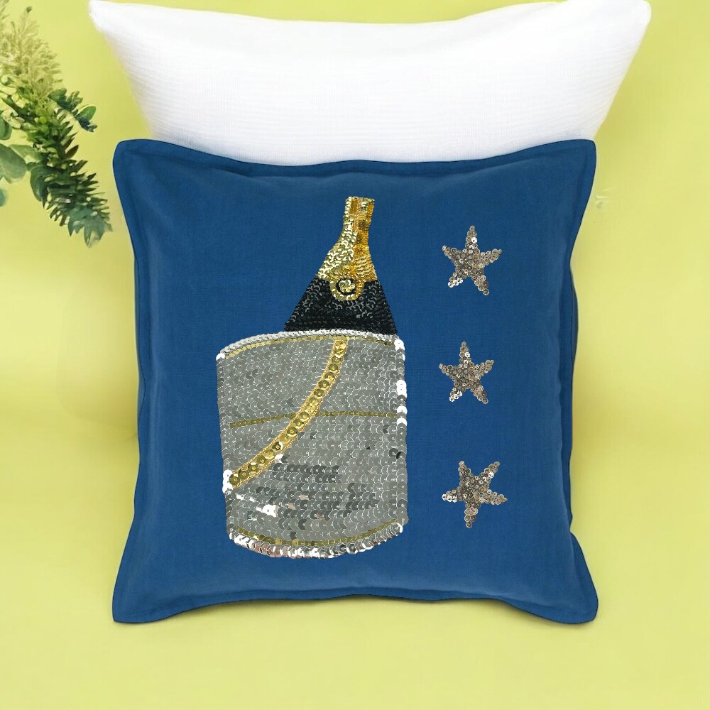 Large Champagne In Bucket Sequin Applique