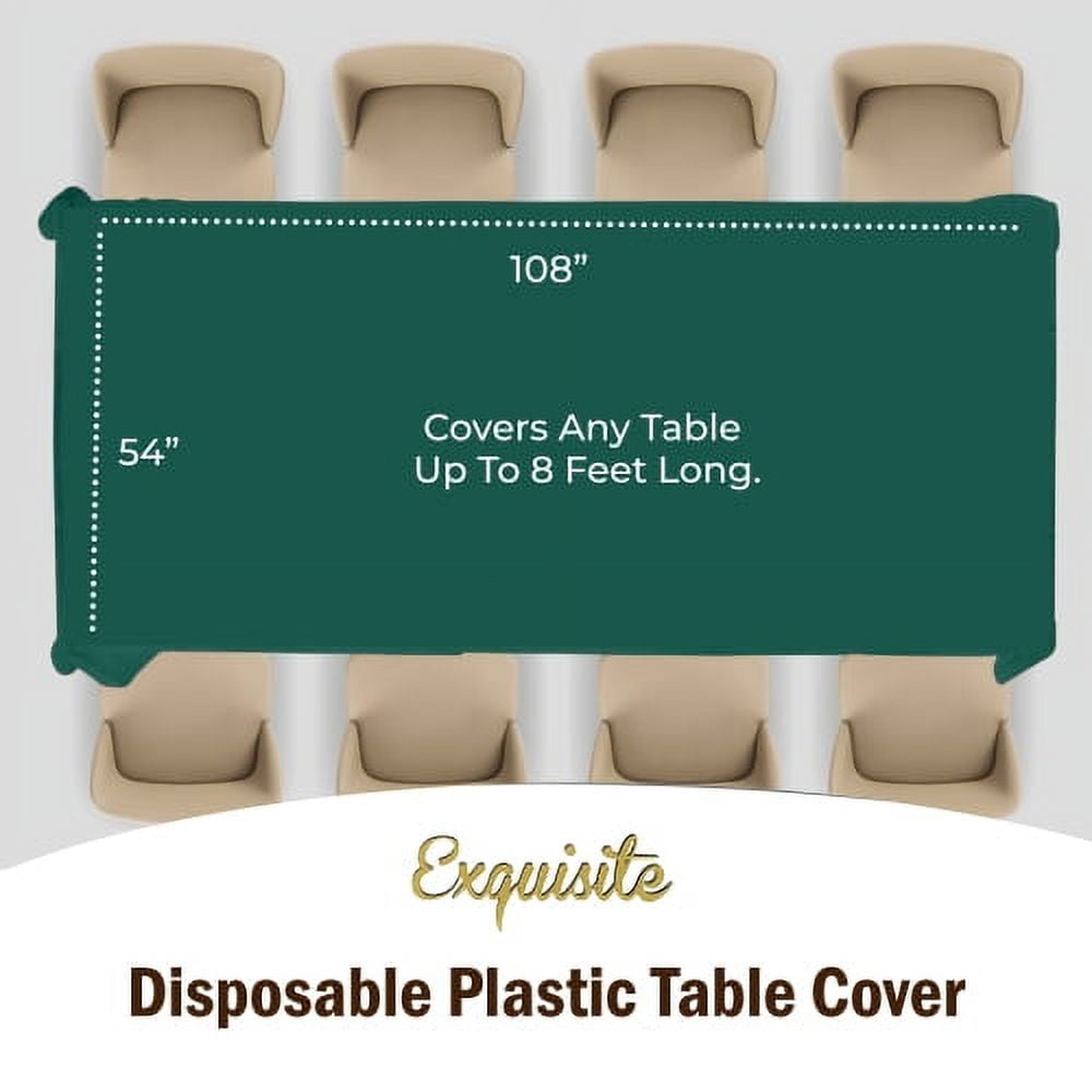 Exquisite 6-Pack Premium Plastic Tablecloth 54in. x 108in. Rectangle Plastic Table Cover